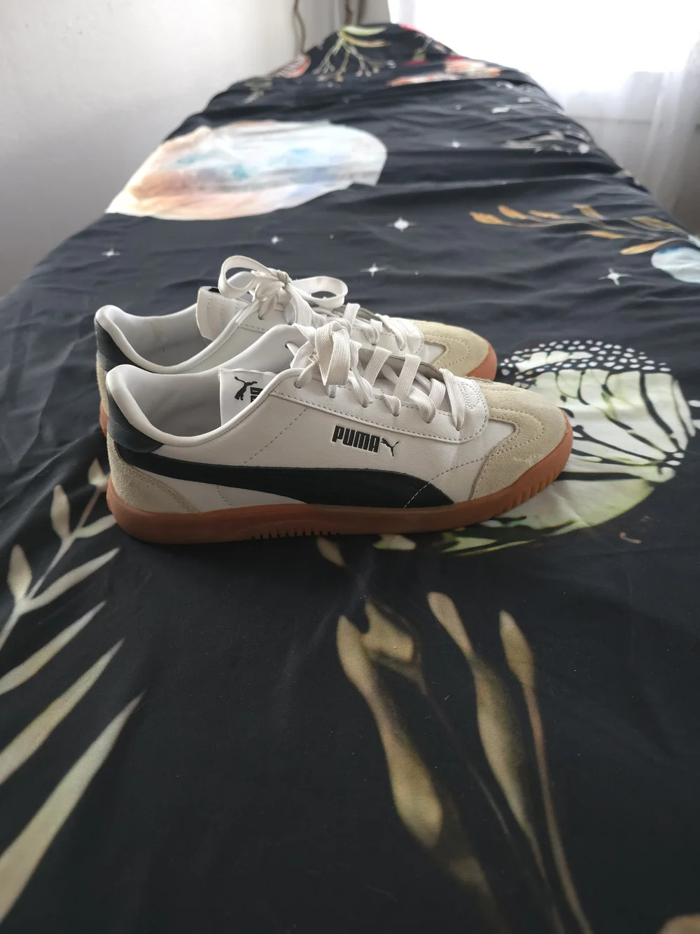 Puma Club White and Black Classic Sneaker with Gum Sole